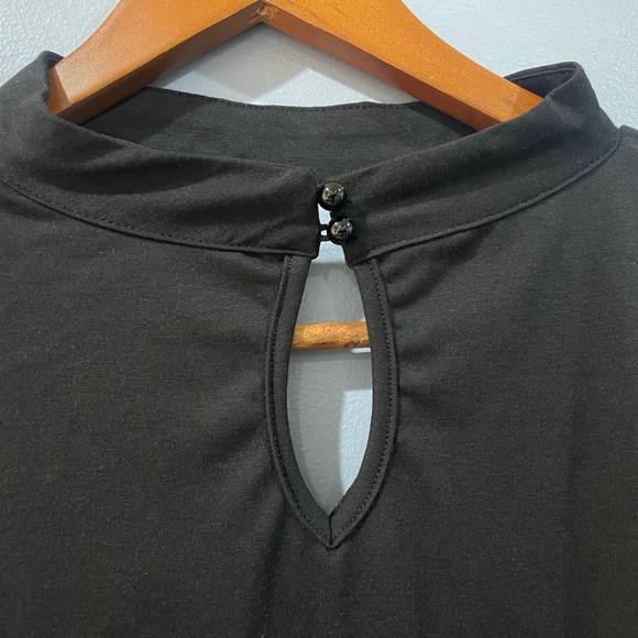 Yoins Black Deep V Open Front Blouse Long Sleeve Plus Size XXL NWT - Picture 5 of 10